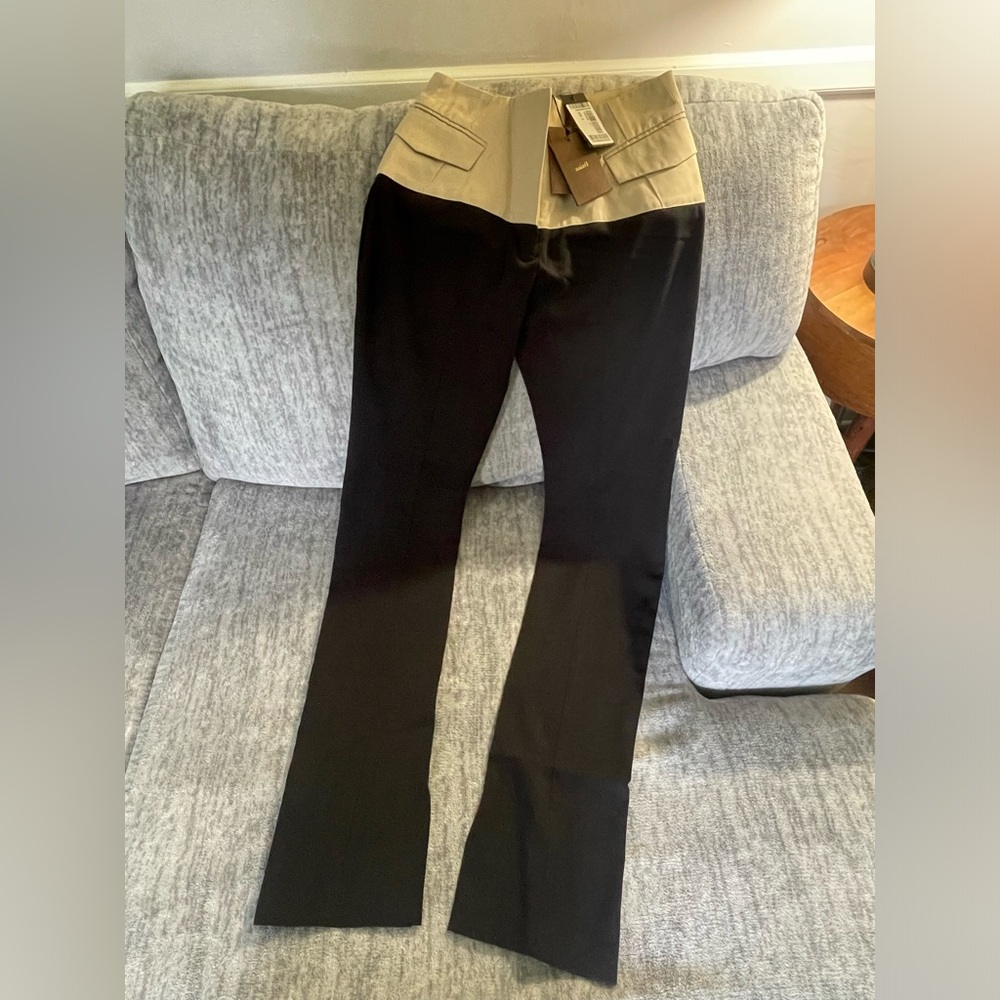 Aaizel Women's Black Contrast V-Back Straight Leg Pants Size AUS 8 / USA 4